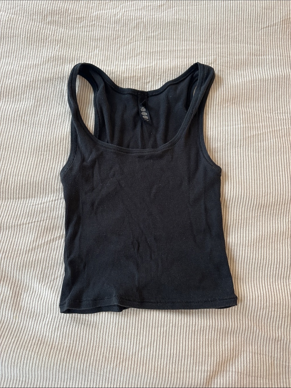 Skims Black Ribbed Tank Top